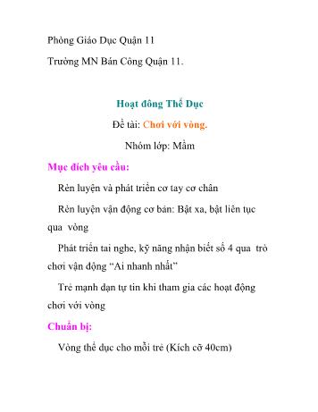 Giáo án Mầm non Lớp Mầm - Đề tài: Chơi với vòng