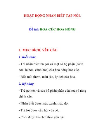 Giáo án Mầm non Lớp Mầm - Đề tài: Hoa cúc hoa hồng