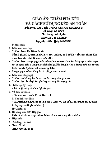 Giáo án Mầm non Lớp Mầm - Đề tài: Khám phá kéo và cách sử dụng an toàn