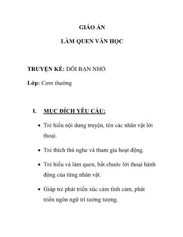 Giáo án Mầm non Lớp Mầm - Đề tài: Truyện kể Đôi bạn nhỏ