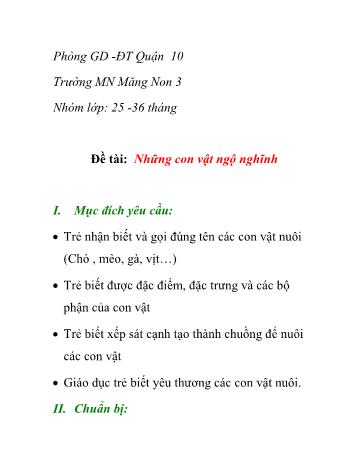 Giáo án Mầm non Lớp Nhà trẻ - Đề tài: Những con vật ngộ nghĩnh