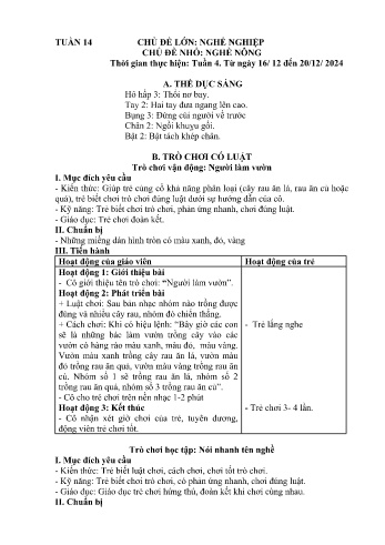 Giáo án Mầm non Khối Chồi - Tuần 14 - Chủ đề: Nghề nông - Năm học 2024-2025 - Trường Mầm non Bát Xát