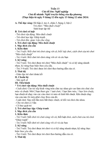 Giáo án Mầm non Khối Lá - Tuần 13 - Chủ đề: Nghề truyền thống của địa phương - Năm học 2024-2025 - Trường Mầm non Nậm Pung
