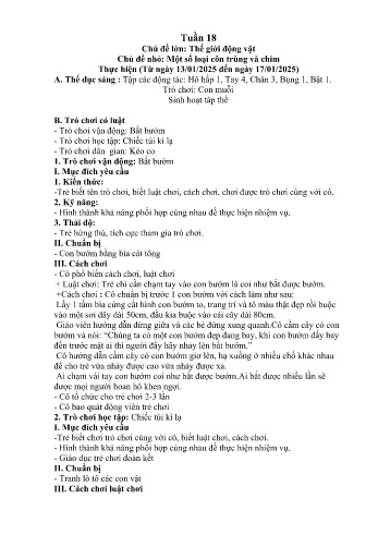 Giáo án Mầm non Khối Lá - Tuần 18 - Chủ đề: Một số loại côn trùng và chim - Năm học 2024-2025 - Trường Mầm non Nậm Pung