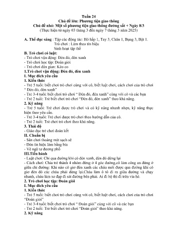 Giáo án Mầm non Khối Lá - Tuần 24 - Chủ đề: Một số phương tiện giao thông đường sắt. Ngày 8/3 - Năm học 2024-2025 - Trường Mầm non Nậm Pung