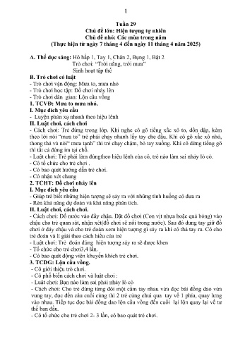 Giáo án Mầm non Khối Lá - Tuần 29 - Chủ đề: Các mùa trong năm - Năm học 2024-2025 - Trường Mầm non Nậm Pung