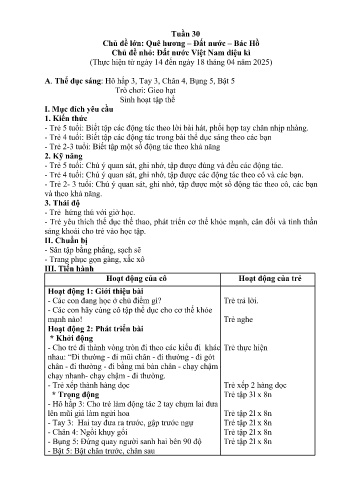 Giáo án Mầm non Khối Lá - Tuần 30 - Chủ đề: Đất nước Việt Nam diệu kì - Năm học 2024-2025 - Trường Mầm non Nậm Pung