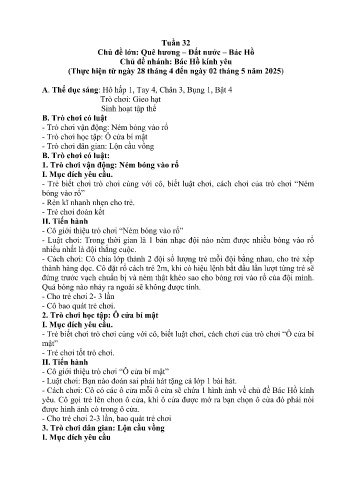 Giáo án Mầm non Khối Lá - Tuần 32 - Chủ đề: Bác Hồ kính yêu - Năm học 2024-2025 - Trường Mầm non Nậm Pung