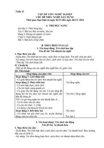 Giáo án Mầm non Lớp Chồi - Tuần 12 - Chủ đề: Nghề xây dựng - Năm học 2024-2025 - Trường Mầm non Bát Xát