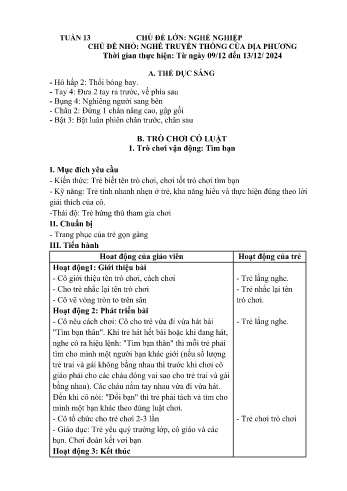 Giáo án Mầm non Lớp Chồi - Tuần 13 - Chủ đề: Nghề truyền thống của địa phương - Năm học 2024-2025 - Trường Mầm non Bát Xát