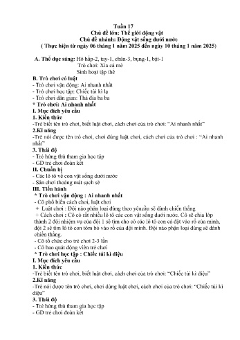 Giáo án Mầm non Lớp Chồi - Tuần 17 - Chủ đề: Động vật sống dưới nước - Năm học 2024-2025 - Trường Mầm non Nậm Pung