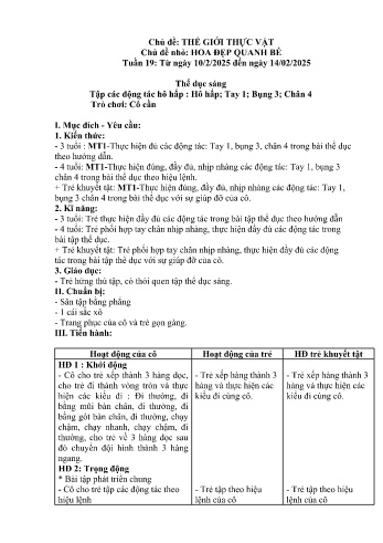 Giáo án Mầm non lớp Chồi - Tuần 19 - Chủ đề: Hoa đẹp quanh bé - Năm học 2024-2025 - Trường Mầm non số 1 Thượng Hà