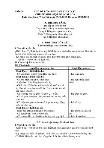 Giáo án Mầm non Lớp Chồi - Tuần 20 - Chủ đề: Một số loại rau - Năm học 2024-2025 - Trường Mầm non Bát Xát