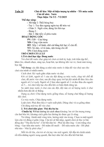Giáo án Mầm non Lớp Chồi - Tuần 20 - Chủ đề: Nước - Năm học 2024-2025 - Trường Mầm non Bản Qua