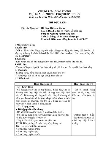 Giáo án Mầm non lớp Chồi - Tuần 23 - Chủ đề: Một số giao thông đường thủy - Năm học 2024-2025 - Trường Mầm non số 1 Thượng Hà