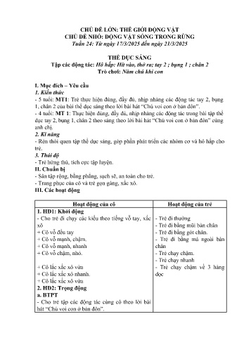 Giáo án Mầm non Lớp Chồi - Tuần 24 - Chủ đề: Động vật sống trong gia đình - Năm học 2024-2025 - Trường Mầm non số 1 Thượng Hà
