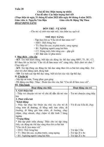 Giáo án Mầm non Lớp Chồi - Tuần 28 - Chủ đề: Các hiện tượng thời tiết - Năm học 2024-2025 - Nguyễn Văn Hậu