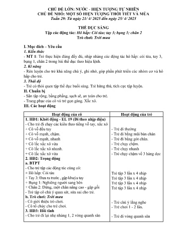 Giáo án Mầm non Lớp Chồi - Tuần 29 - Chủ đề: Một số hiện tượng thời tiết và mùa - Năm học 2024-2025 - Trường Mầm non số 1 Thượng Hà