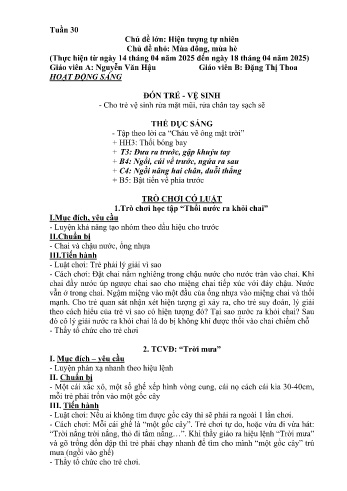 Giáo án Mầm non Lớp Chồi - Tuần 30 - Chủ đề: Mùa đông, mùa hè - Năm học 2024-2025 - Nguyễn Văn Hậu