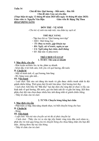 Giáo án Mầm non Lớp Chồi - Tuần 34 - Chủ đề: Lào Cai yêu dấu - Năm học 2024-2025 - Nguyễn Văn Hậu