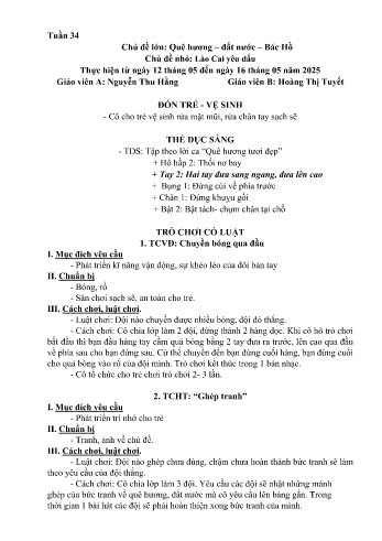 Giáo án Mầm non Lớp Chồi - Tuần 34 - Chủ đề: Lào Cai yêu dấu - Năm học 2024-2025 - Nguyễn Thu Hằng