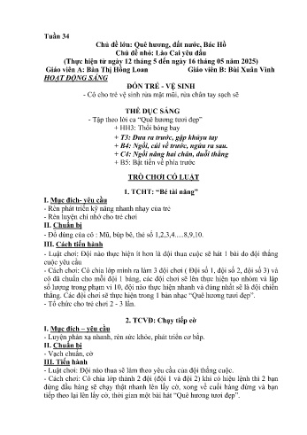 Giáo án Mầm non Lớp Chồi - Tuần 34 - Chủ đề: Lào Cai yêu dấu - Năm học 2024-2025 - Bàn Thị Hồng Loan