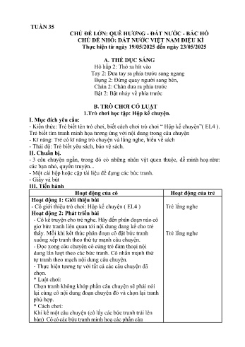 Giáo án Mầm non Lớp Chồi - Tuần 35 - Chủ đề: Đất nước Việt Nam diệu kì - Năm học 2024-2025 - Trường Mầm non Bát Xát
