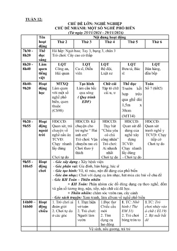 Giáo án Mầm non Lớp Lá - Tuần 12 - Chủ đề: Một số nghề phổ biến - Năm học 2024-2025 - Trường Mầm non Tân Dương