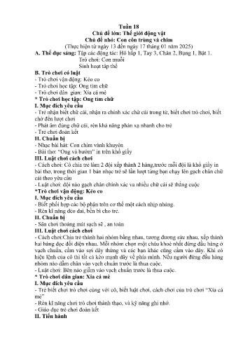 Giáo án Mầm non Lớp Lá - Tuần 18 - Chủ đề: Con côn trùng và chim - Năm học 2024-2025 - Trường Mầm non Nậm Pung
