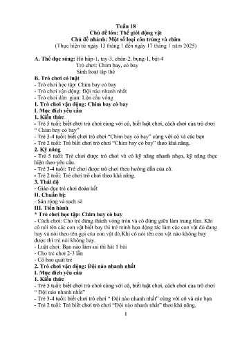 Giáo án Mầm non Lớp Lá - Tuần 18 - Chủ đề: Một số loại côn trùng và chim - Năm học 2024-2025 - Trường Mầm non Nậm Pung