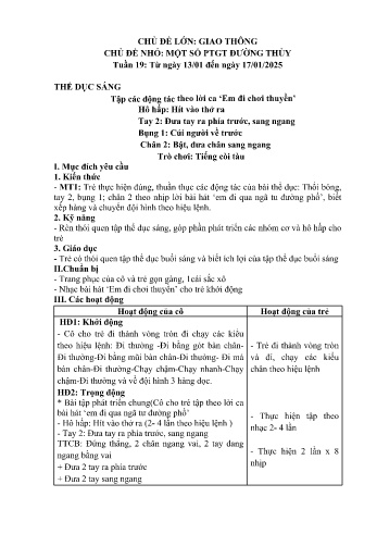 Giáo án Mầm non Lớp Lá - Tuần 19 - Chủ đề: Một số PTGT đường thủy - Năm học 2024-2025 - Trường Mầm non số 1 Thượng Hà