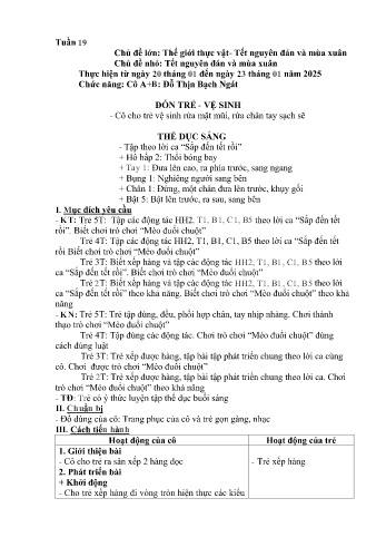 Giáo án Mầm non Lớp Lá - Tuần 19 - Chủ đề: Tết Nguyên Đán và mùa Xuân - Năm học 2024-2025 - Đỗ Thị Bạch Ngát