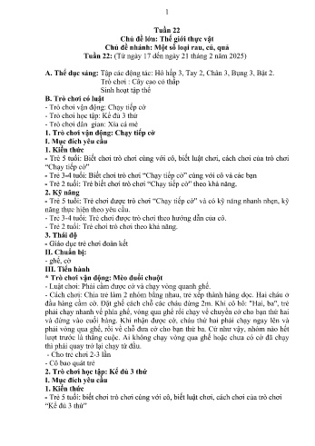 Giáo án Mầm non Lớp Lá - Tuần 22 - Chủ đề: Một số loại rau, củ, quả - Năm học 2024-2025 - Trường Mầm non Nậm Pung