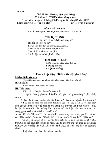 Giáo án Mầm non Lớp Lá - Tuần 25 - Chủ đề: Phương tiện giao thông đường hàng không - Năm học 2024-2025 - Tẩn Tả Mẩy