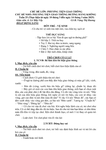 Giáo án Mầm non Lớp Lá - Tuần 25 - Chủ đề: Phương tiện giao thông đường hàng không - Năm học 2024-2025 - Lò mẩy vầy