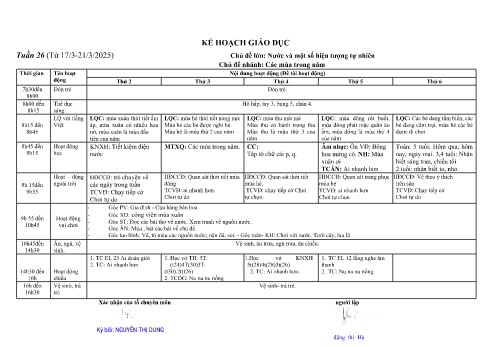 Giáo án Mầm non Lớp Lá - Tuần 26 - Chủ đề: Các mùa trong năm - Năm học 2024-2025 - Đặng Thị Hà