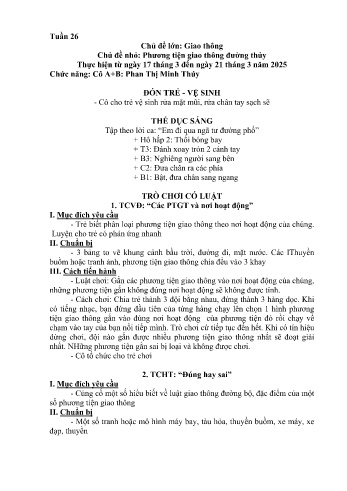 Giáo án Mầm non Lớp Lá - Tuần 26 - Chủ đề: Phương tiện giao thông đường thủy - Năm học 2024-2025 - Phan Thị Minh Thúy