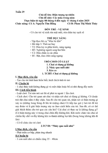 Giáo án Mầm non Lớp Lá - Tuần 29 - Chủ đề: Các mùa trong năm - Năm học 2024-2025 - Nguyễn Thu Hằng