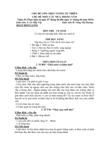 Giáo án Mầm non Lớp Lá - Tuần 29 - Chủ đề: Các mùa trong năm - Năm học 2024-2025 - Lò Mẩy Vầy