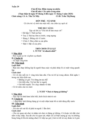 Giáo án Mầm non Lớp Lá - Tuần 29 - Chủ đề: Các mùa trong năm - Năm học 2024-2025 - Tần Tả Mẩy