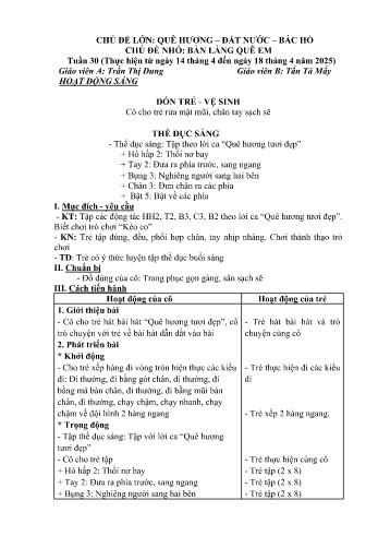 Giáo án Mầm non Lớp Lá - Tuần 30 - Chủ đề: Bản làng quê em - Năm học 2024-2025 - Trần Thị Dung
