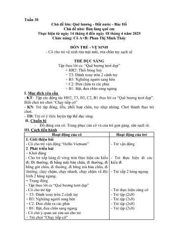 Giáo án Mầm non Lớp Lá - Tuần 30 - Chủ đề: Bản làng quê em - Năm học 2024-2025 - Phan Thị Minh Thúy