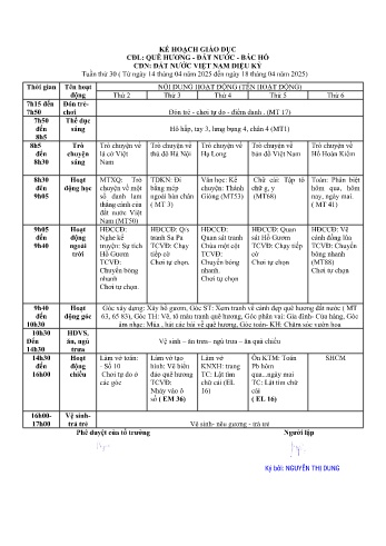 Giáo án Mầm non Lớp Lá - Tuần 30 - Chủ đề: Đất nước Việt Nam diệu kỳ - Năm học 2024-2025 - Nguyễn Thị Dung