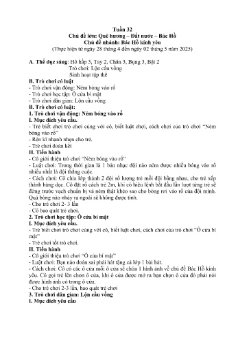 Giáo án Mầm non Lớp Lá - Tuần 32 - Chủ đề: Bác Hồ kính yêu - Năm học 2024-2025 - Trường Mầm non Nậm Pung