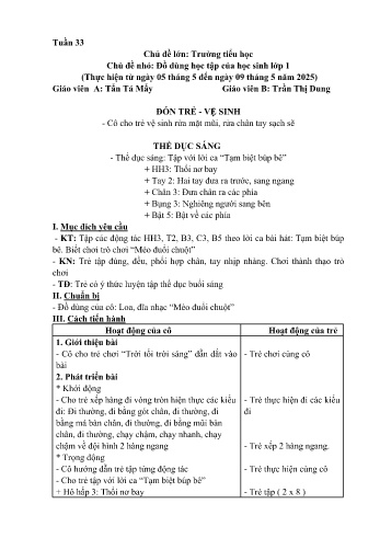 Giáo án Mầm non Lớp Lá - Tuần 33 - Chủ đề: Đồ dùng học tập của học sinh lớp 1 - Năm học 2024-2025 - Tẩn Tả Mẩy
