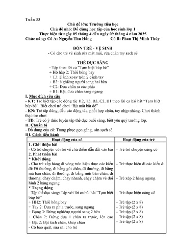 Giáo án Mầm non Lớp Lá - Tuần 33 - Chủ đề: Đồ dùng học tập của học sinh lớp 1 - Năm học 2024-2025 - Nguyễn Thu Hằng