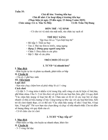 Giáo án Mầm non Lớp Lá - Tuần 35 - Chủ đề: Các hoạt động ở trường tiểu học - Năm học 2024-2025 - Tẩn Tả Mẩy