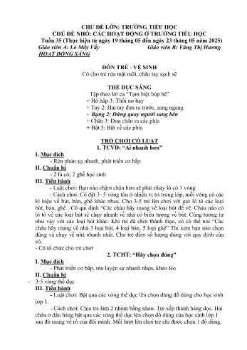 Giáo án Mầm non Lớp Lá - Tuần 35 - Chủ đề: Các hoạt động ở trường tiểu học - Năm học 2024-2025 - Lò Mẩy Vầy