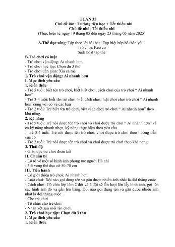 Giáo án Mầm non Lớp Lá - Tuần 35 - Chủ đề: Tết thiếu nhi - Năm học 2024-2025 - Trường Mầm non Nậm Pung