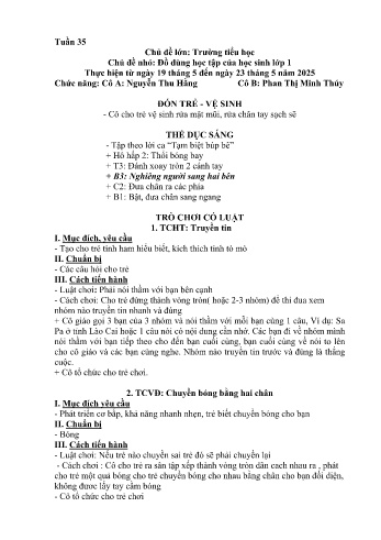 Giáo án Mầm non Lớp Lá - Tuần 35 - Chủ đề: Trường Tiểu học - Năm học 2024-2025 - Nguyễn Thu Hằng